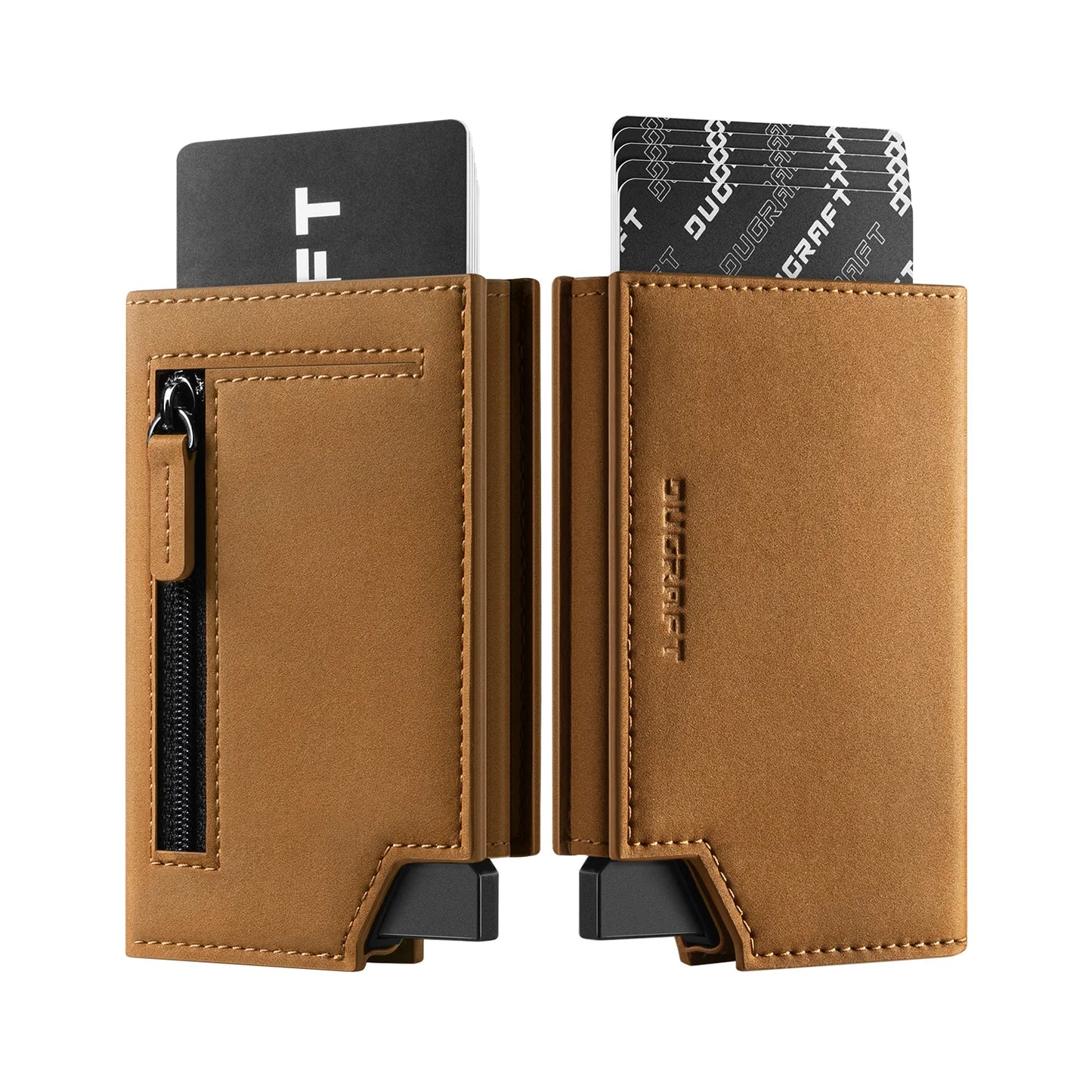 DC302- New patented sliding mechanism bifold wallet with bill pocket and magnetic closure