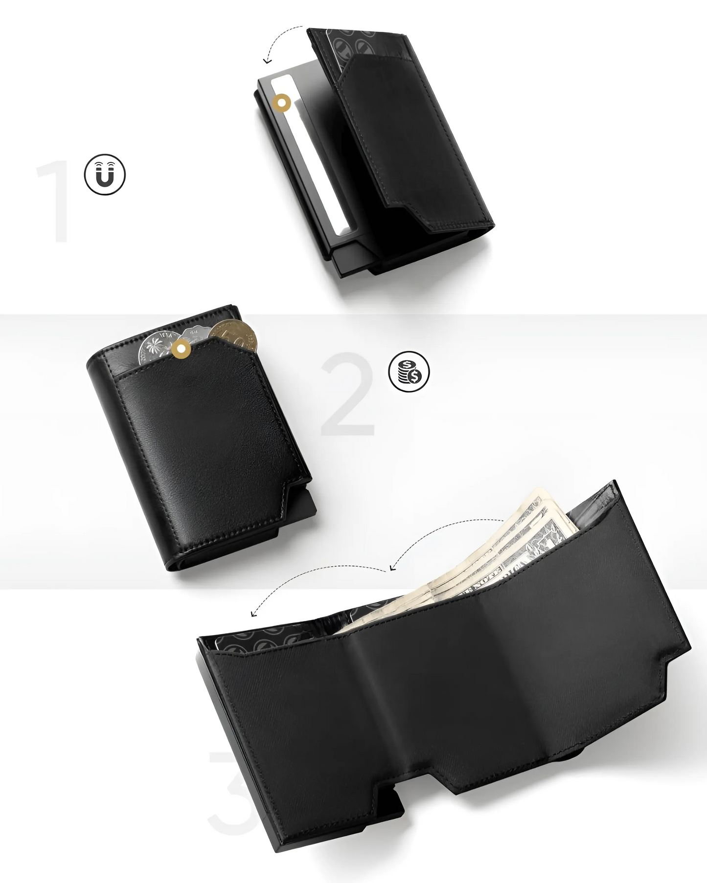 VC403- Trifold Wallet with Money Compartment & Coin Pocket Magnetic Clousure