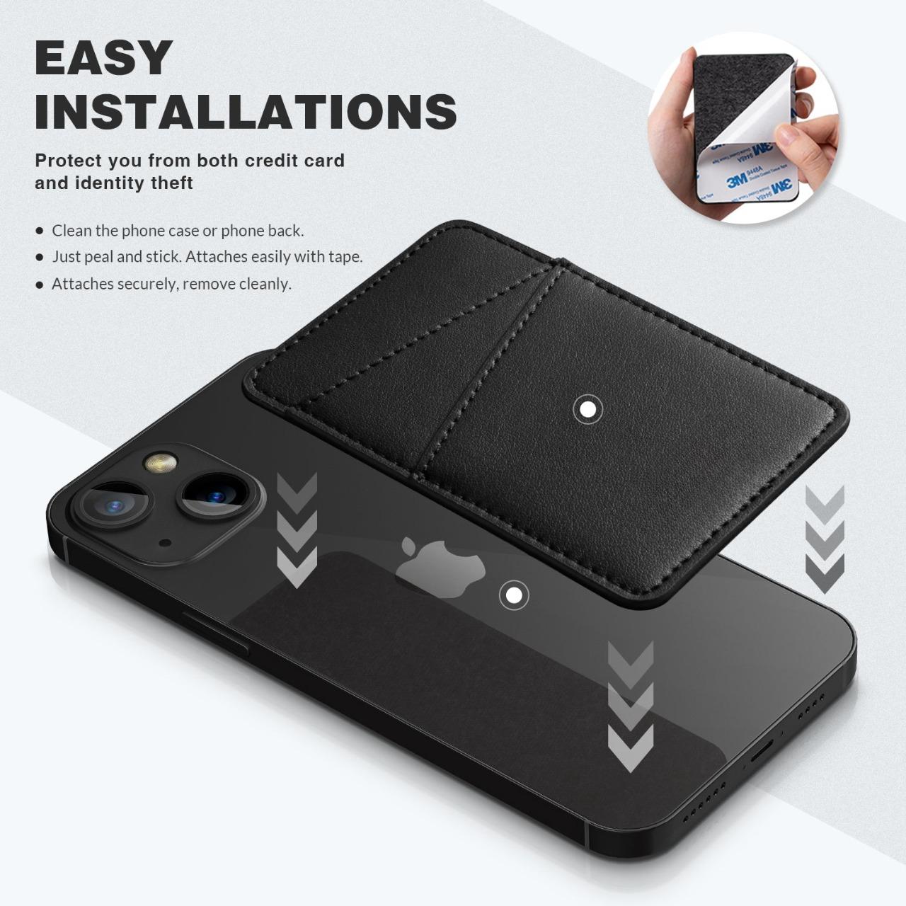 VPA101 - Phone Card Holder Slim Leather Adhesive Pocket