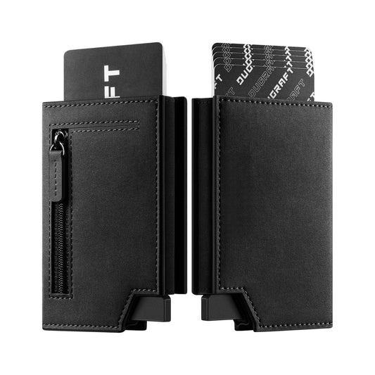 DC302- New patented sliding mechanism bifold wallet with bill pocket and magnetic closure