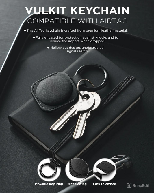 VPA104 - Funda protectora compatible con Apple AirTag con llavero de cuero.