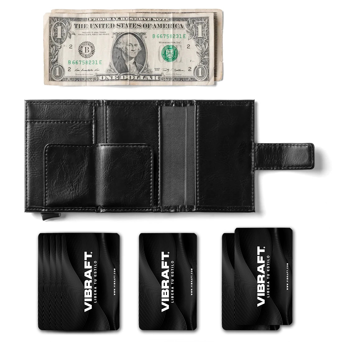 VC204- Magnetic Button Closure, Higher Security Tri-fold Wallet