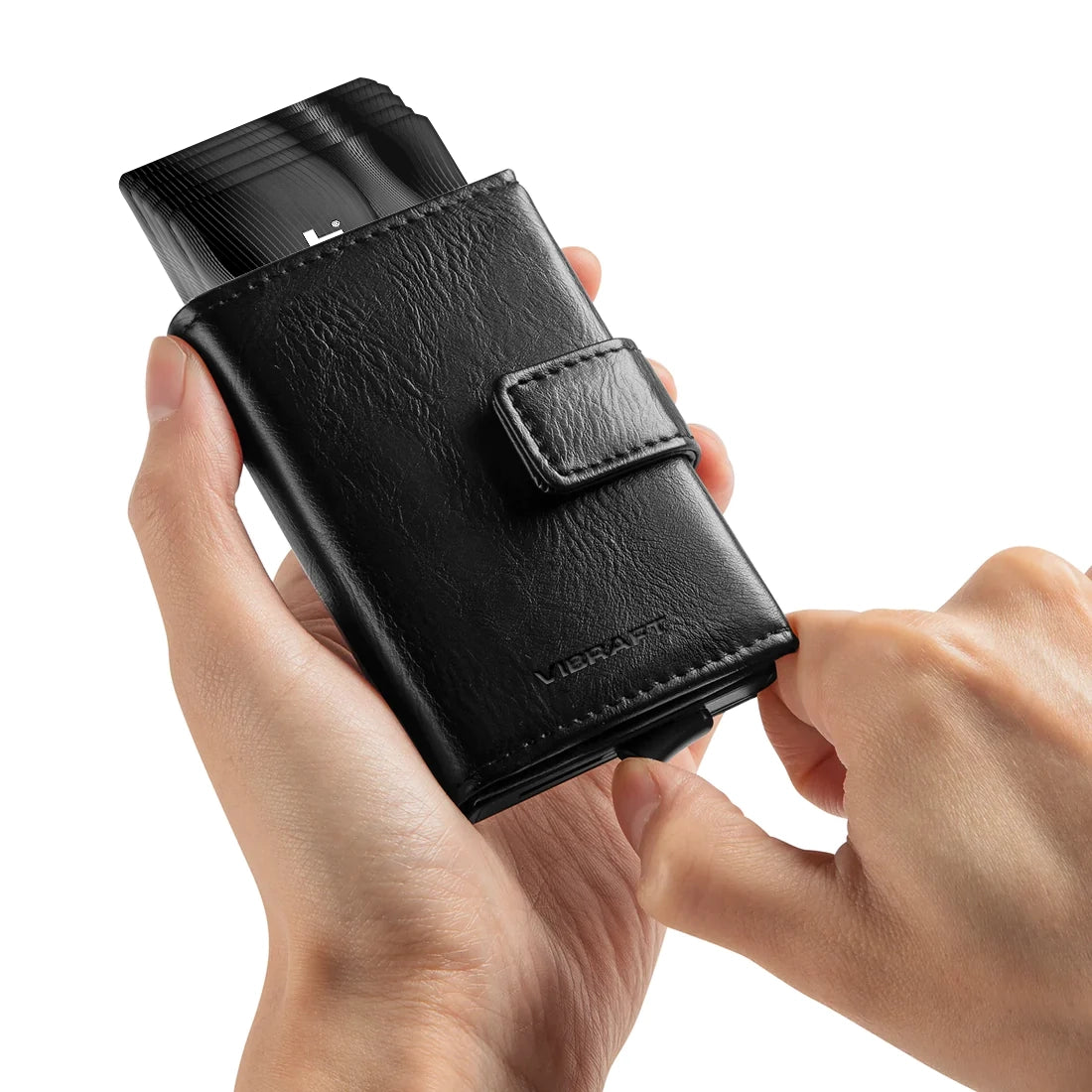 VC204- Magnetic Button Closure, Higher Security Tri-fold Wallet